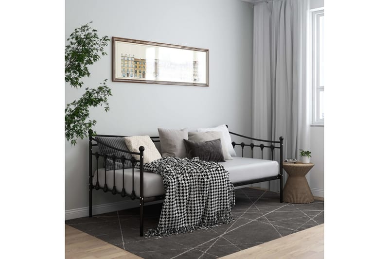 Ramme til sovesofa svart metall 90x200 cm - Svart - Møbler - Senger - Sengeramme & sengestamme