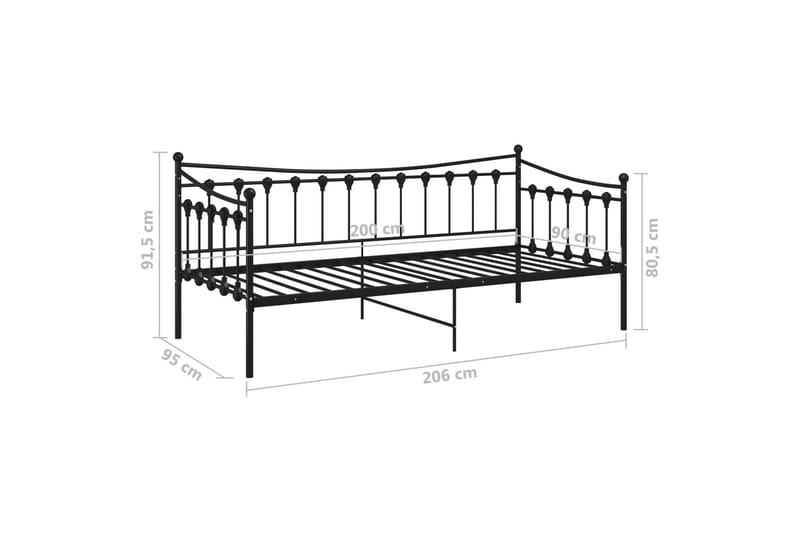 Ramme til sovesofa svart metall 90x200 cm - Svart - Møbler - Senger - Sengeramme & sengestamme