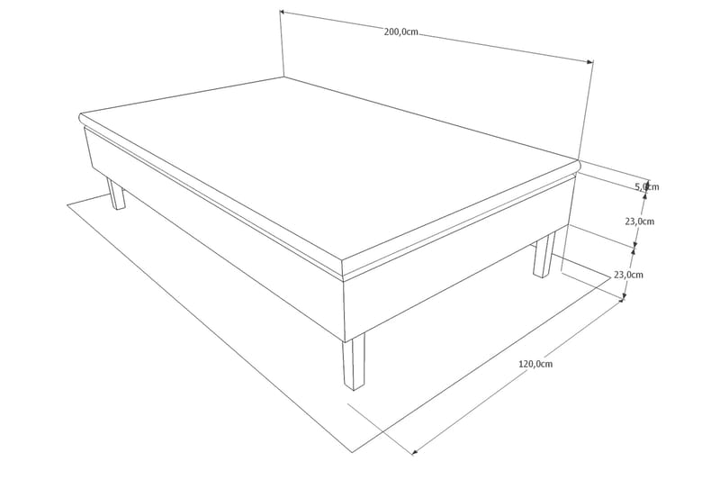 Basic Rammeseng 120x200 Ancona - Grå - Møbler - Senger - Rammeseng