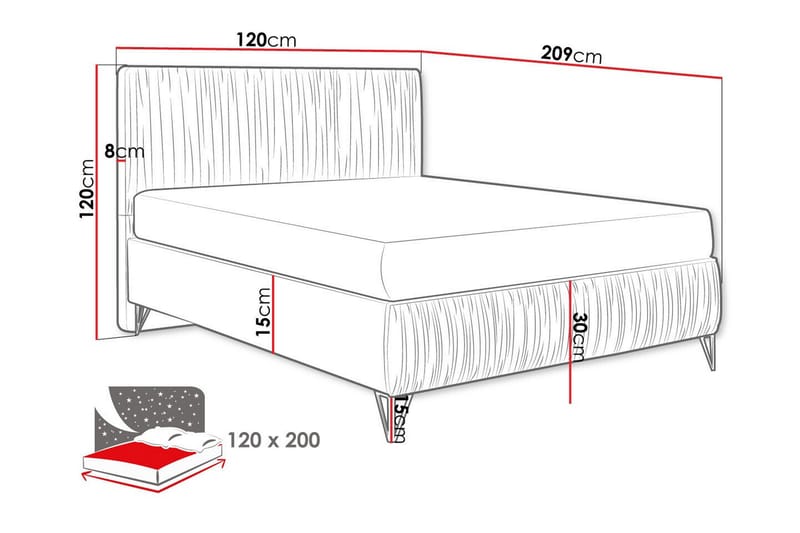 Gortin Rammeseng 120x200 cm - Mørkegrå - Møbler - Senger - Rammeseng