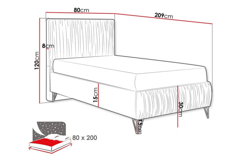 Gortin Rammeseng 80x200 cm - Beige - Møbler - Senger - Rammeseng