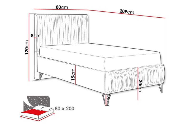 Gortin Rammeseng 80x200 cm - Oransje - Møbler - Senger - Rammeseng