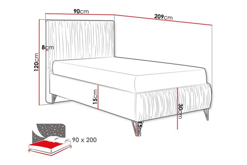 Gortin Rammeseng 90x200 cm - Beige - Møbler - Senger - Rammeseng