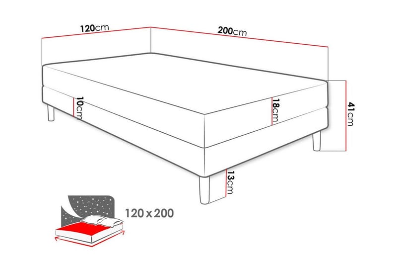 Midfeld Sengeramme 120x200 cm - Hvit - Møbler - Senger - Rammeseng