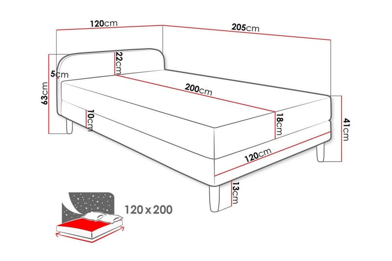 Midfeld Sengeramme 120x200 cm - Hvit - Møbler - Senger - Rammeseng