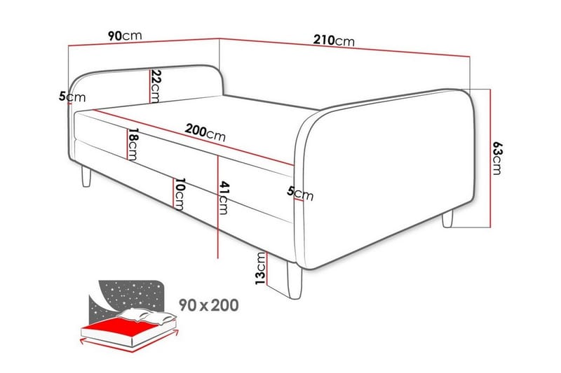 Midfeld Sengeramme 90x200 cm - Lysegrå - Møbler - Senger - Rammeseng