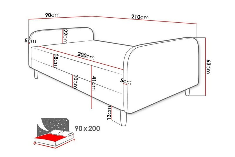 Midfeld Sengeramme 90x200 cm - Svart - Møbler - Senger - Rammeseng