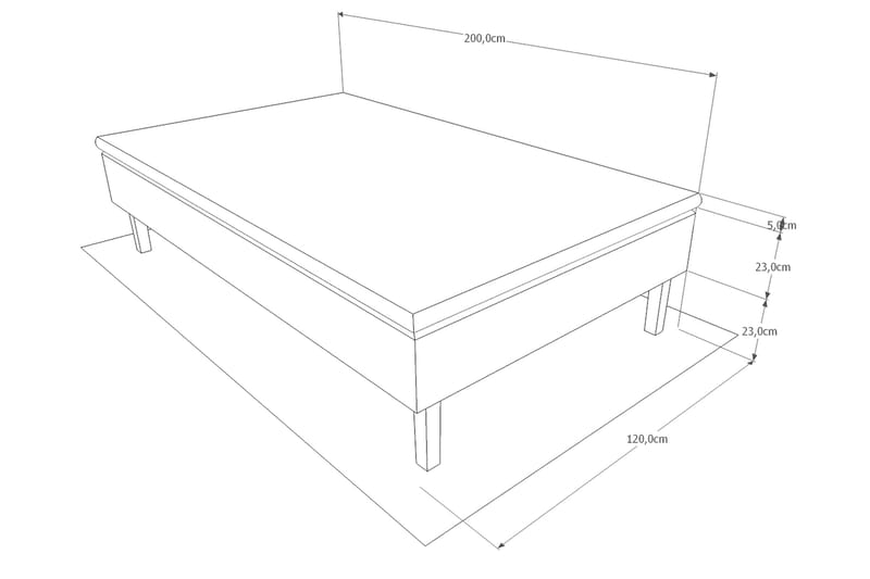 Prime Rammeseng 120x200 Ancona - Grå - Møbler - Senger - Rammeseng