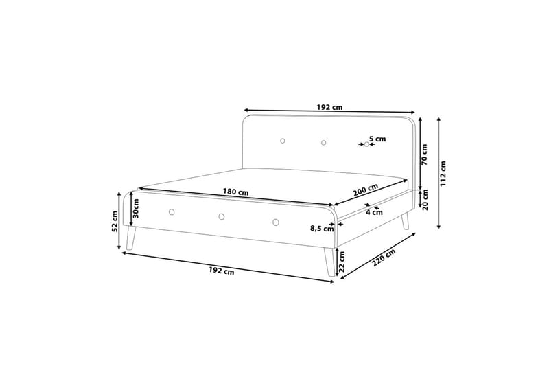 Rennes Dobbeltseng 180 | 200 cm - Beige - Rammeseng