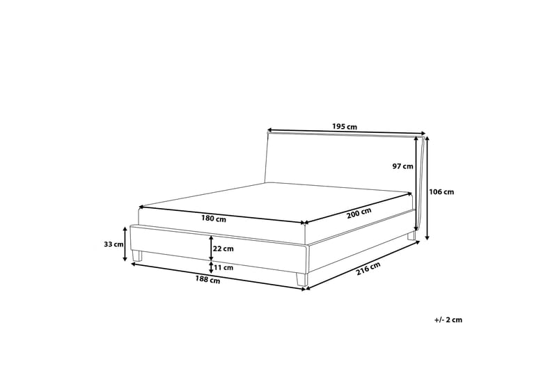 Sennez Dobbeltseng 180|200 Cm - Hvit - Rammeseng