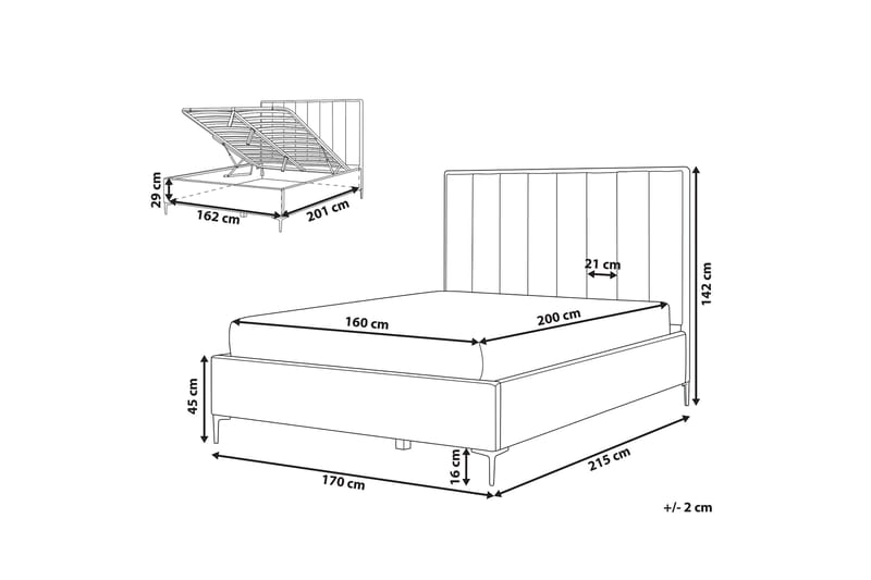 Sezanne Rammeseng 160x200 cm med Oppbevaring - Fløyel/Grå - Møbler - Senger - Rammeseng