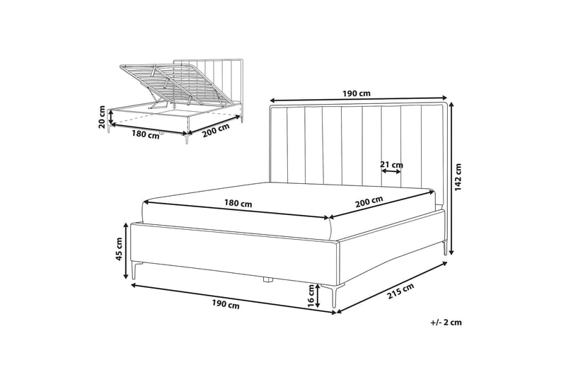 Sezanne Rammeseng 180x200 cm med Oppbevaring - Fløyel/Blå - Møbler - Senger - Rammeseng