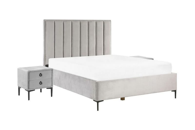 Soveromsett dobbeltseng 140x200 cm grå SEZANNE - Grå - Komplett sengepakke - Rammeseng