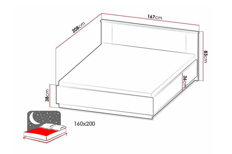 Strathy Rammeseng 160x200 cm - Svart - Møbler - Senger - Rammeseng