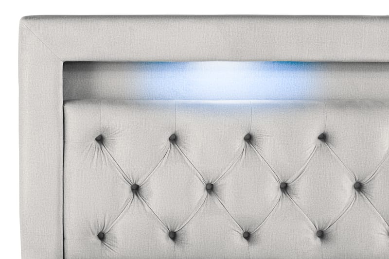 Alessia Oppbevaringsseng med LED-belysning 160x200 - Lysegrå - Seng med oppbevaring - Dobbeltseng med oppbevaring
