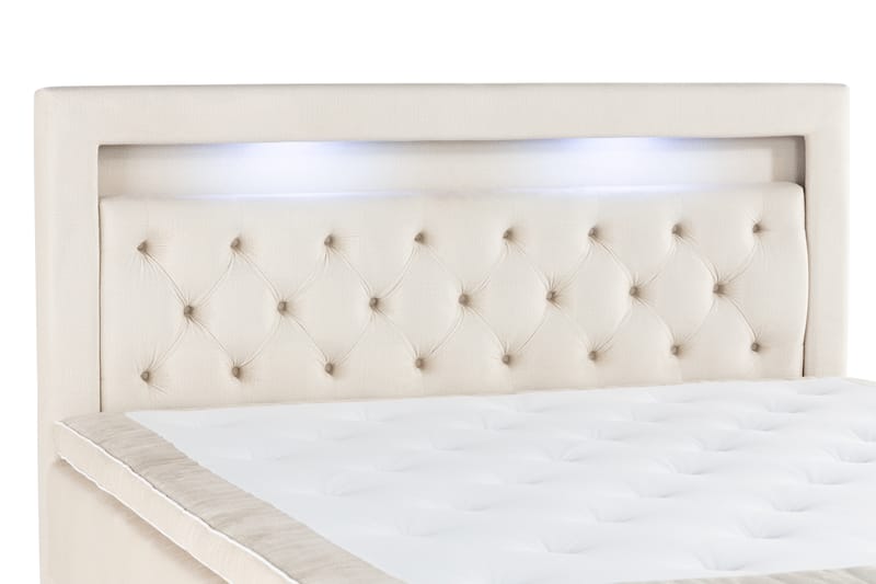 Alessia Oppbevaringsseng med LED-belysning 180x200 - Beige - Møbler - Senger - Seng med oppbevaring