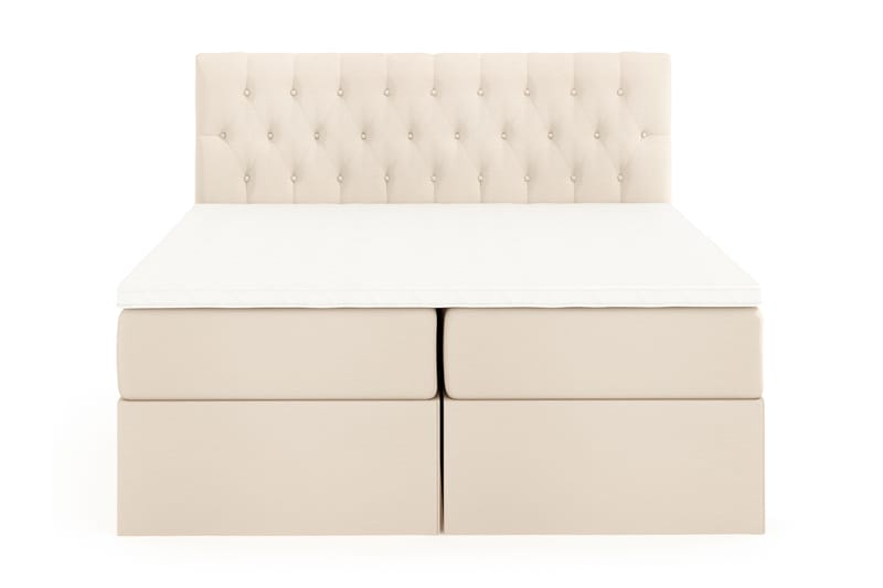 Boxy Box Bed 160x200 cm - Beige - Dobbeltseng med oppbevaring - Seng med oppbevaring - Dobbeltsenger