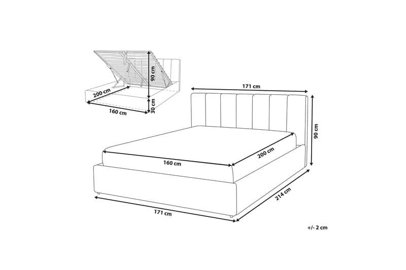 Dreuxa Oppbevaringsseng 160x200 cm - Kunstlær/Grå - Møbler - Senger - Seng med oppbevaring - Dobbeltseng med oppbevaring