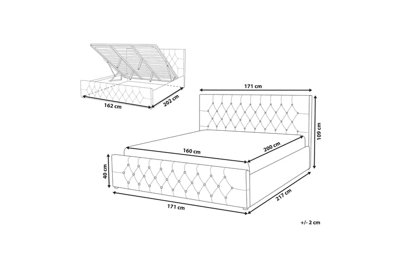 Saleux Oppbevaringseng 160x200 cm - Fløyel/Beige - Møbler - Senger - Seng med oppbevaring - Dobbeltseng med oppbevaring