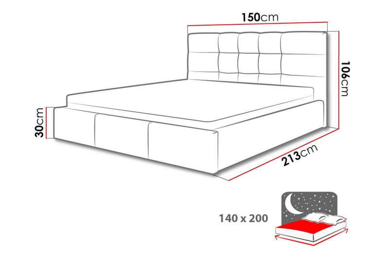 Nieres Oppbevaringsseng 140x200 cm - Grå - Møbler - Senger - Seng med oppbevaring