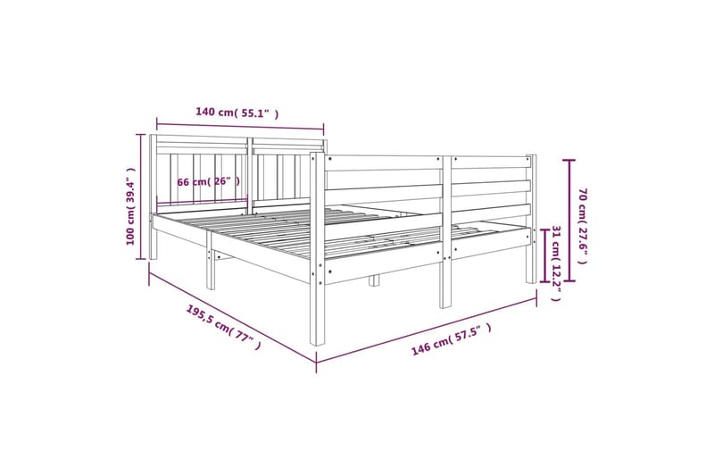 Sengeramme heltre 140x190 cm - Brun - Møbler - Senger - Sengeramme & sengestamme