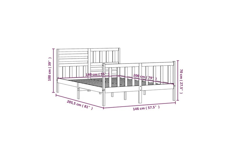 Sengeramme heltre 140x200 cm - Brun - Møbler - Senger - Sengeramme & sengestamme