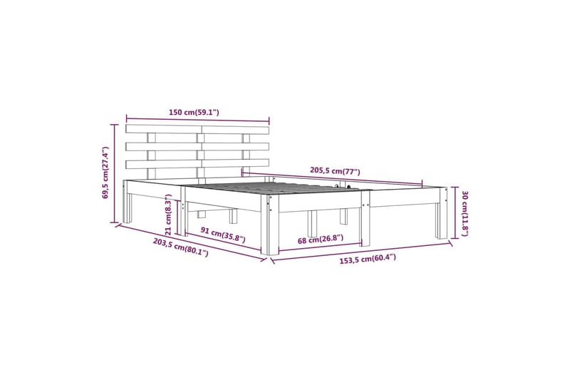 Sengeramme heltre 150x200 cm 5FT King Size - Brun - Møbler - Senger - Sengeramme & sengestamme