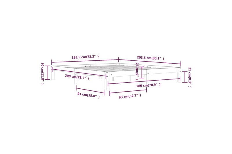 Sengeramme heltre 180x200 cm 6FT Super King - Brun - Møbler - Senger - Sengeramme & sengestamme