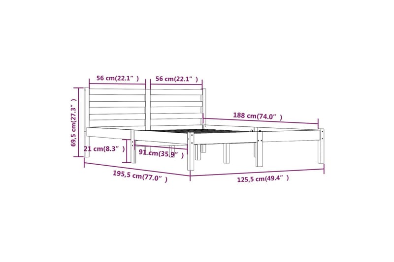 Sengeramme heltre furu 120x190 cm hvit 4FT Small Double - Hvit - Møbler - Senger - Sengeramme & sengestamme