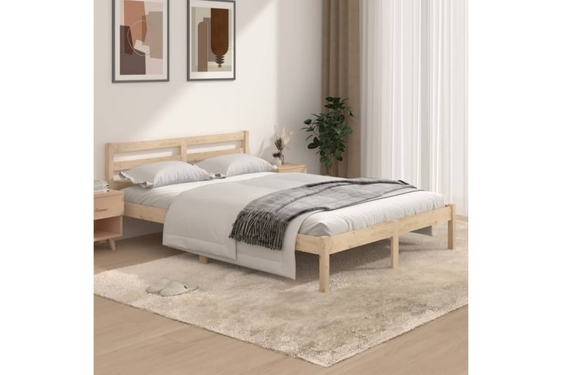 Sengeramme heltre furu 135x190 cm 4FT6 Double - Brun - Møbler - Senger - Sengeramme & sengestamme