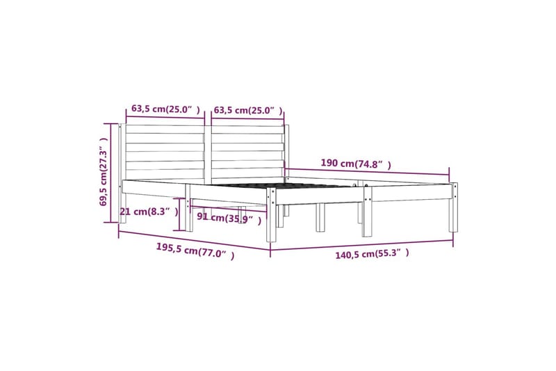 Sengeramme heltre furu 135x190 cm 4FT6 Double - Brun - Møbler - Senger - Sengeramme & sengestamme