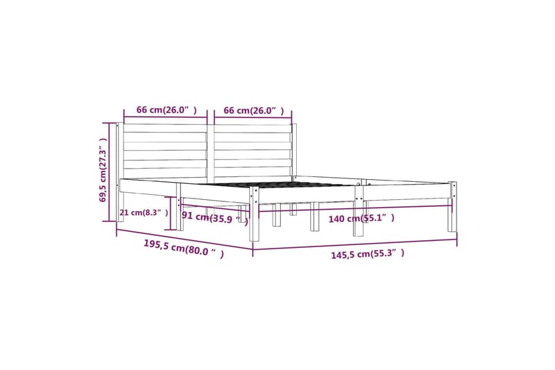 Sengeramme heltre furu 140x190 cm - Brun - Møbler - Senger - Sengeramme & sengestamme