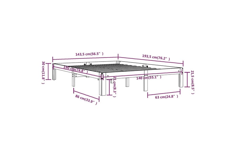 Sengeramme heltre furu 140x190 cm - Brun - Møbler - Senger - Sengeramme & sengestamme