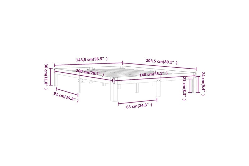 Sengeramme heltre furu 140x200 cm - Brun - Møbler - Senger - Sengeramme & sengestamme