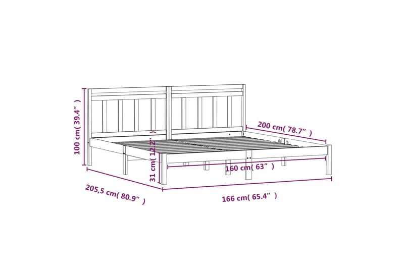 Sengeramme heltre furu 160x200 cm - Brun - Møbler - Senger - Sengeramme & sengestamme