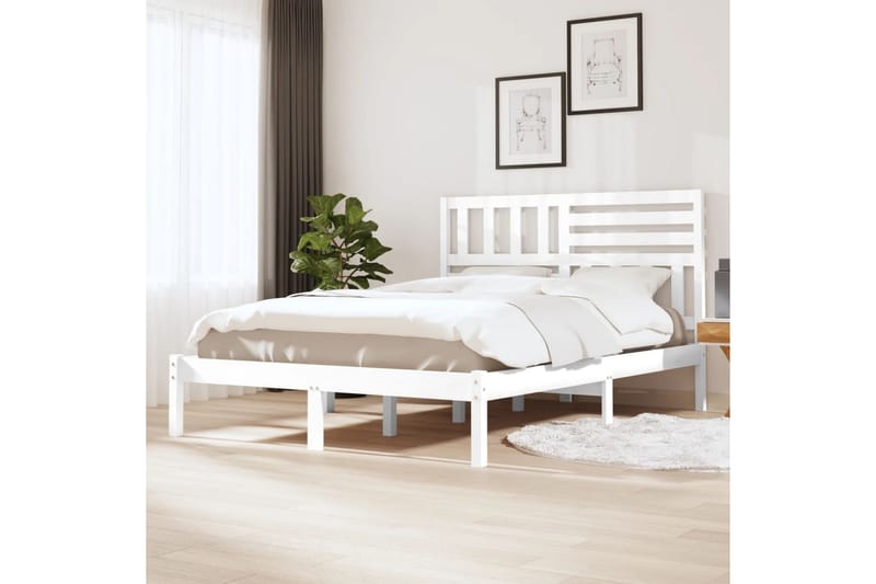 Sengeramme hvit heltre 150x200 cm 5FT King Size - Hvit - Møbler - Senger - Sengeramme & sengestamme