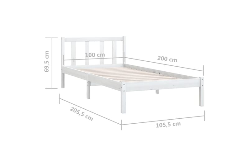 Sengeramme hvit heltre furu 100x200 cm - Hvit - Møbler - Senger - Sengeramme & sengestamme