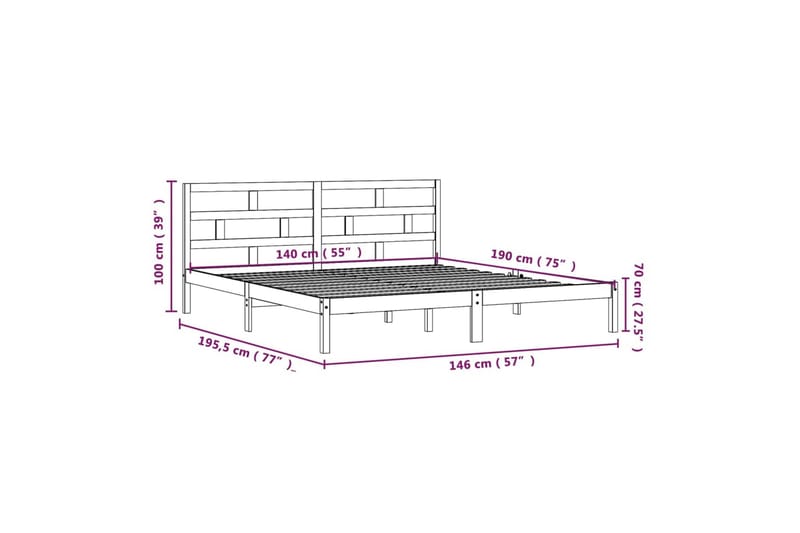 Sengeramme hvit heltre furu 140x190 cm - Hvit - Møbler - Senger - Sengeramme & sengestamme