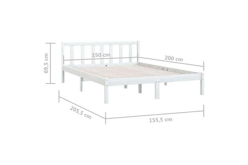 Sengeramme hvit heltre furu 150x200 cm UK King - Hvit - Møbler - Senger - Sengeramme & sengestamme