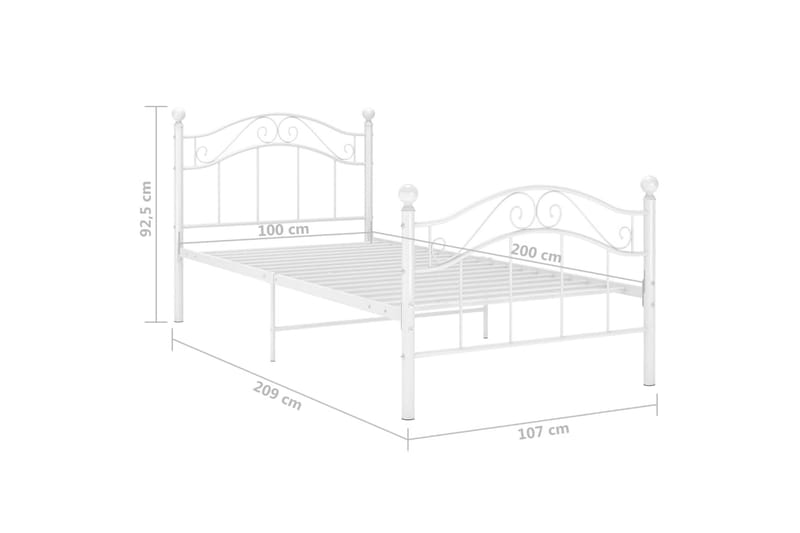 Sengeramme hvit metall 100x200 cm - Hvit - Møbler - Senger - Sengeramme & sengestamme