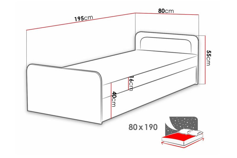 Abbeyfield Seng 80x190 cm - Hvid - Møbler - Senger - Sengeramme & sengestamme