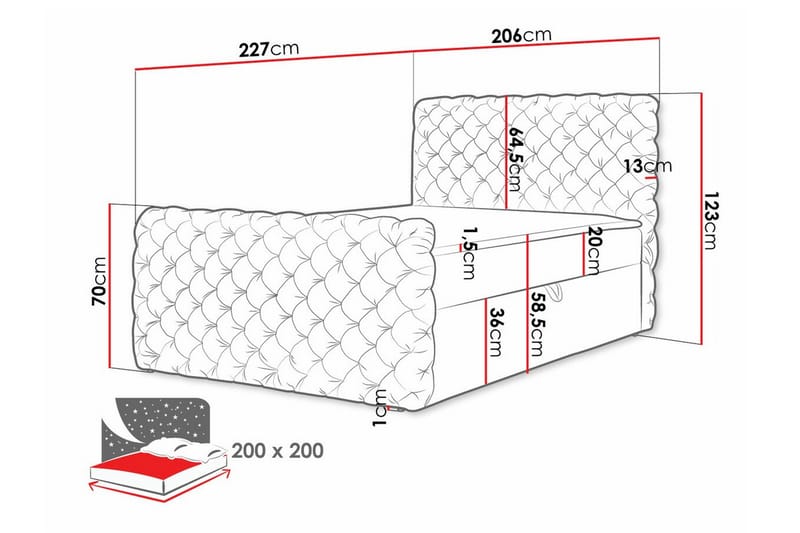 Almancil Sengeramme 200x200 cm - Svart - Møbler - Senger - Sengeramme & sengestamme