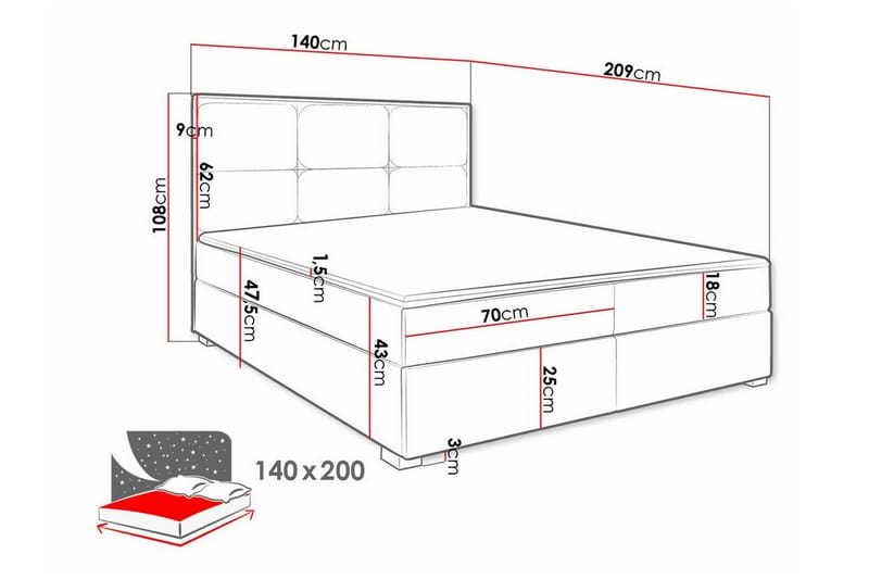 Bandon Sengeramme 140x200 cm - Beige - Møbler - Senger - Sengeramme & sengestamme