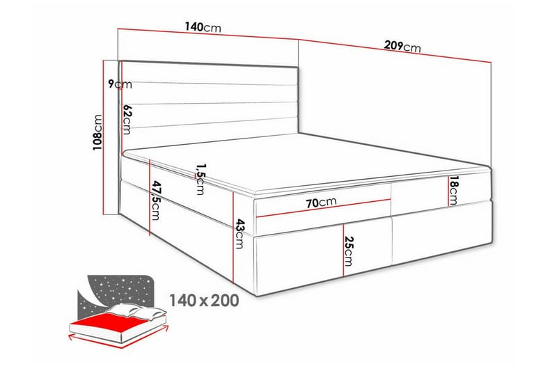 Bandon Sengeramme 140x200 cm - Beige - Møbler - Senger - Sengeramme & sengestamme