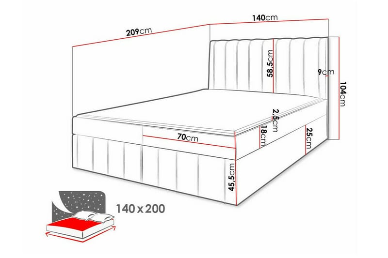 Bandon Sengeramme 140x200 cm - Beige - Møbler - Senger - Sengeramme & sengestamme