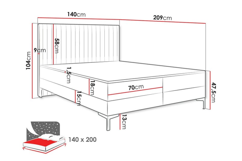 Bandon Sengeramme 140x200 cm - Beige - Møbler - Senger - Sengeramme & sengestamme