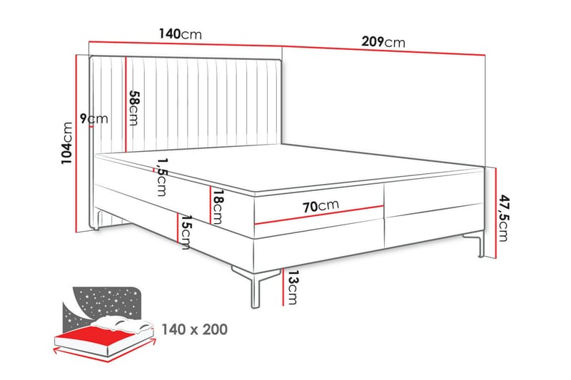 Bandon Sengeramme 140x200 cm - Turkis - Møbler - Senger - Sengeramme & sengestamme