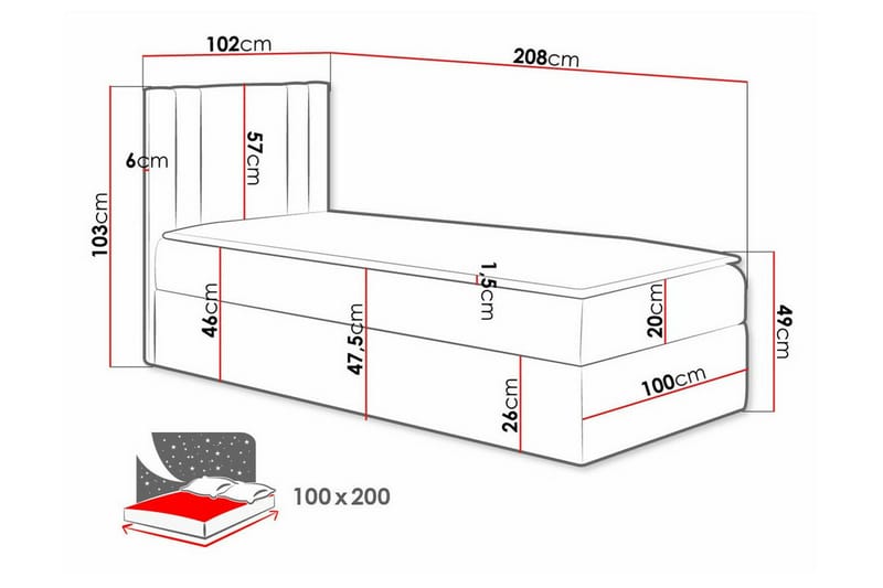 Betvallen Sengeramme 100x200 cm - Beige - Møbler - Senger - Sengeramme & sengestamme