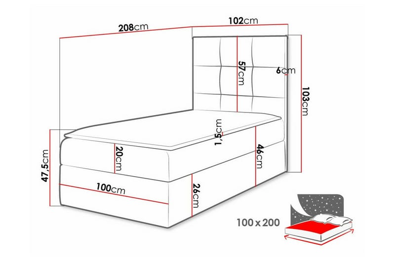 Boisdale Sengeramme 100x200 cm - Beige - Møbler - Senger - Sengeramme & sengestamme