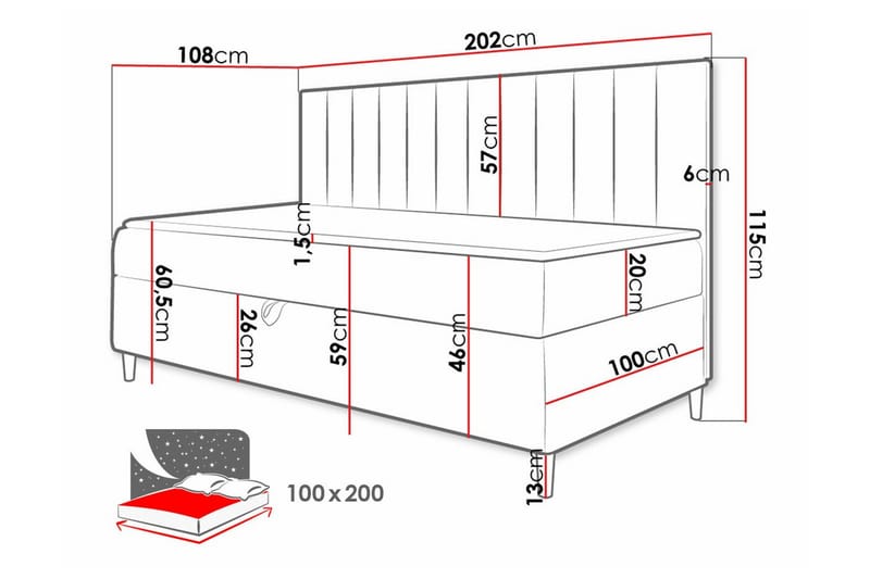 Boisdale Sengeramme 100x200 cm - Beige/Hvit - Møbler - Senger - Sengeramme & sengestamme